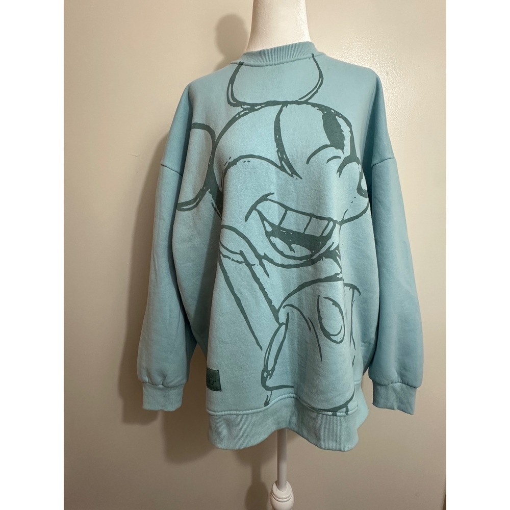 Disney Primark Mickey Mouse Oversized Sweatshirt Blue Graphic Pullover Small